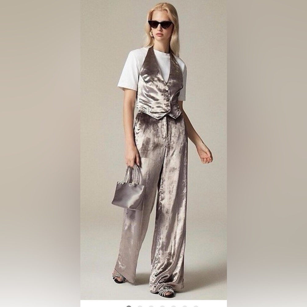 NWT J.Crew Silver Velvet Carolina Pants